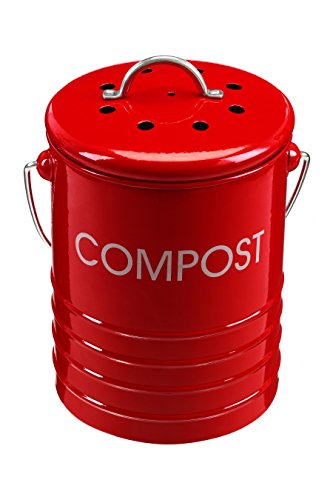 Fuchsia Premier Housewares 0510024 Komposteimer mit Griffen und Inneneimer verzinkter Stahl/Zink/Kunststoff 